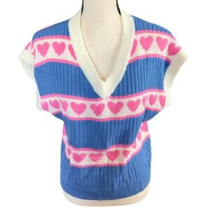 Blue and Pink Heart Sweater Vest